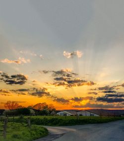 Country road at sunset