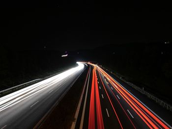 Light trails on highway at night