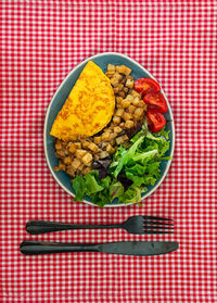 High angle view of breakfast served in bowl