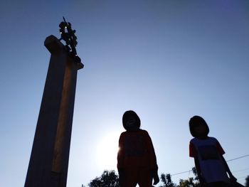 Low angle view of statue against the sky