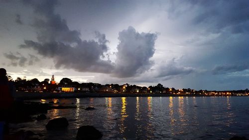 Reflection of clouds in water at night