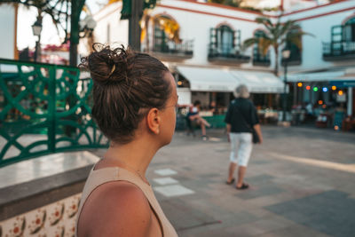 Side view of woman looking away