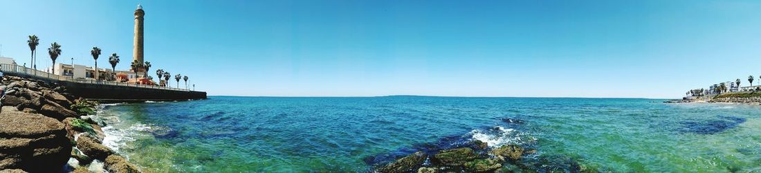 Scenic view of sea against clear sky