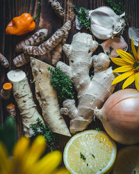 High angle view of vegetables