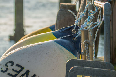 Close-up of boat in water