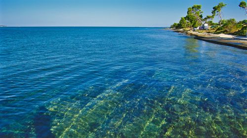 Scenic view of sea against clear sky