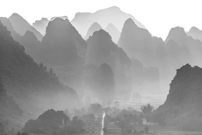 Panoramic view of mountains against sky