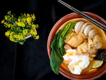 Close-up of food in bowl on table