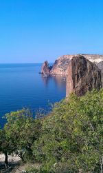 Scenic view of sea against clear sky