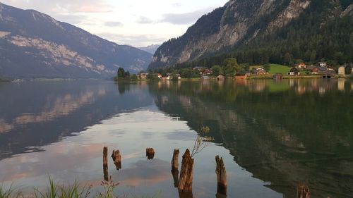 Scenic view of lake against sky