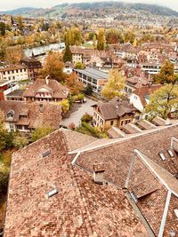 High angle view of townscape against sky