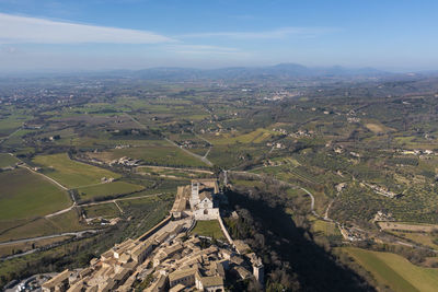 Aerial view of the basilica of san francesco in the city of assisi umbria