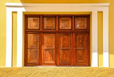 Closed door of house