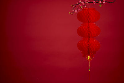 Low angle view of illuminated chandelier