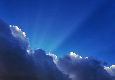 Low angle view of clouds in blue sky