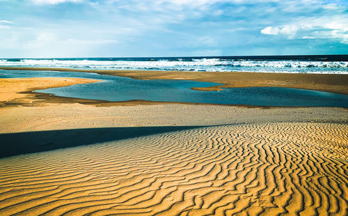 Scenic view of beach against sky