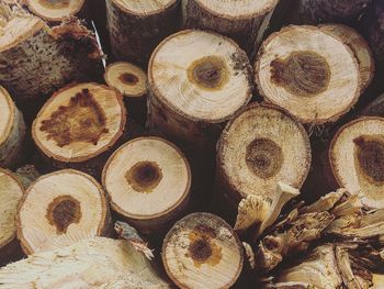 Full frame shot of logs