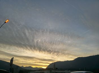 Clouds over mountain range