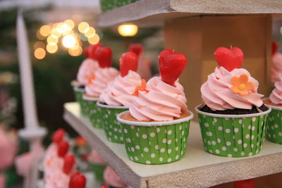 Close-up of cupcakes on table