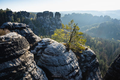 Scenic view of rocky mountains against sky