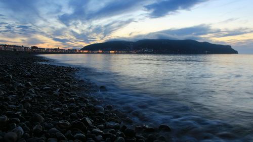 Scenic view of sea against cloudy sky