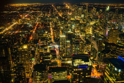 Illuminated cityscape at night
