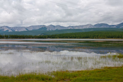 Scenic view of lake against sky