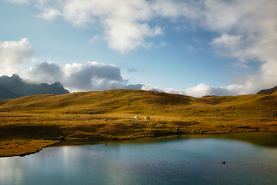 Scenic view of lake against sky