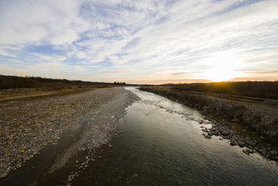 River landscape and view during sunset, daylight and outdoor, nature background in georgia