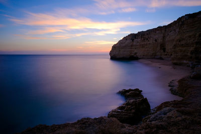 Scenic view of sea against cloudy sky