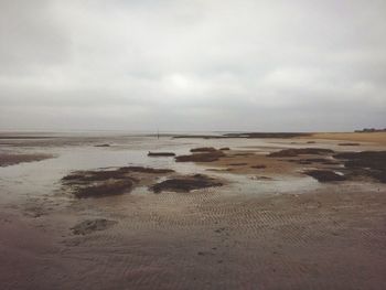 Scenic view of sea against cloudy sky