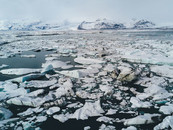 Frozen lake against sky