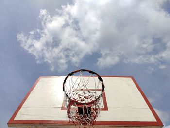 Low angle view of basketball hoop against sky