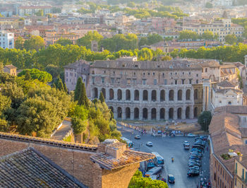 High angle view of historical building