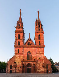 Low angle view of a medieval church building