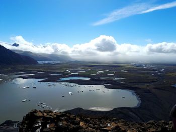 Scenic view of glacial lake in iceland