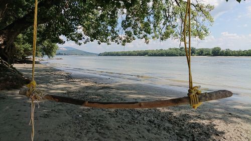 Scenic view of beach against sky