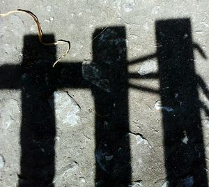 High angle view of shadow on wall