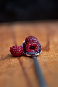 Close-up of strawberry on table