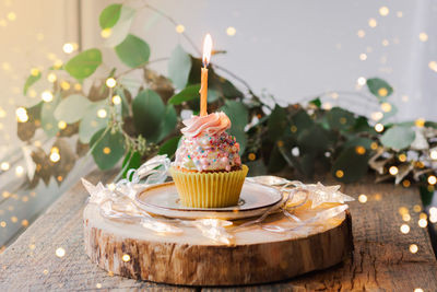 Close-up of cupcakes on table