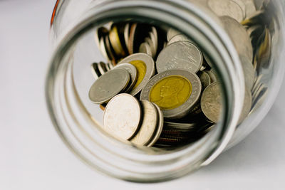 High angle view of pills on table