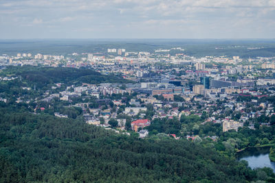 High angle view of townscape against sky