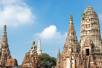 Low angle view of temple building against sky