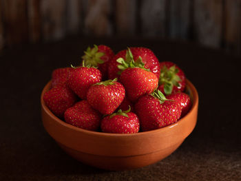 Close-up of strawberries in bowl