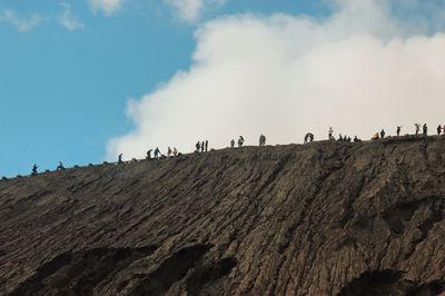 Low angle view of people against sky