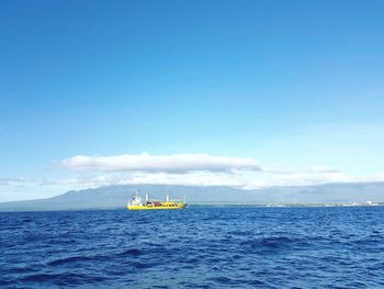 Scenic view of sea against blue sky