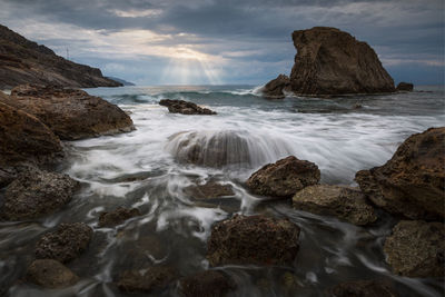 Sea stack at kalo nero village in southern crete.