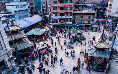 High angle view of city street