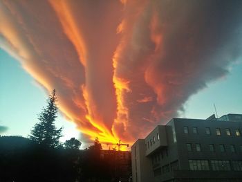 Low angle view of built structure against cloudy sky