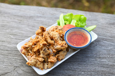 Close-up of food on table